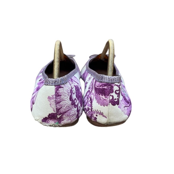 Burberry Purple Floral Ballet Flat Bow Design Women's Size 37.5 EU 7.5 US USED - Picture 3 of 8